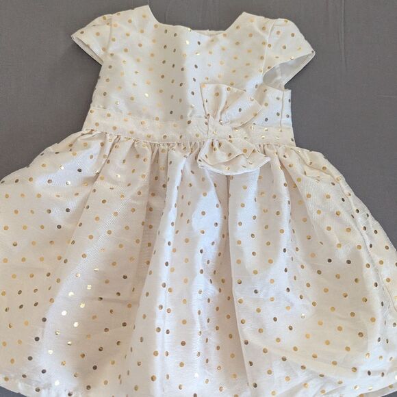 Carter's Baby Girls Bow Holiday Dress Cream Gold 9M - Picture 3 of 8